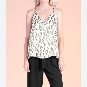 Tyche White and Brown Leopard Cami Top